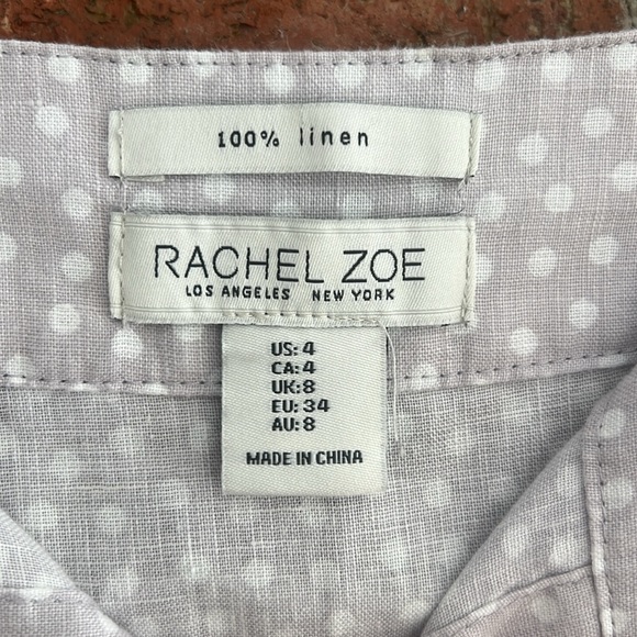 Rachel Zoe lavender pale grey polka dot linen skirt size 4 - Picture 4 of 7
